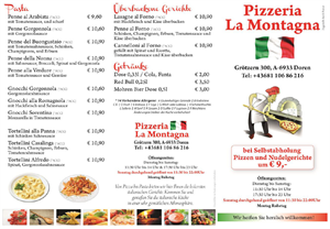 Speisekarte La Montagna Pizzeria Seite 2